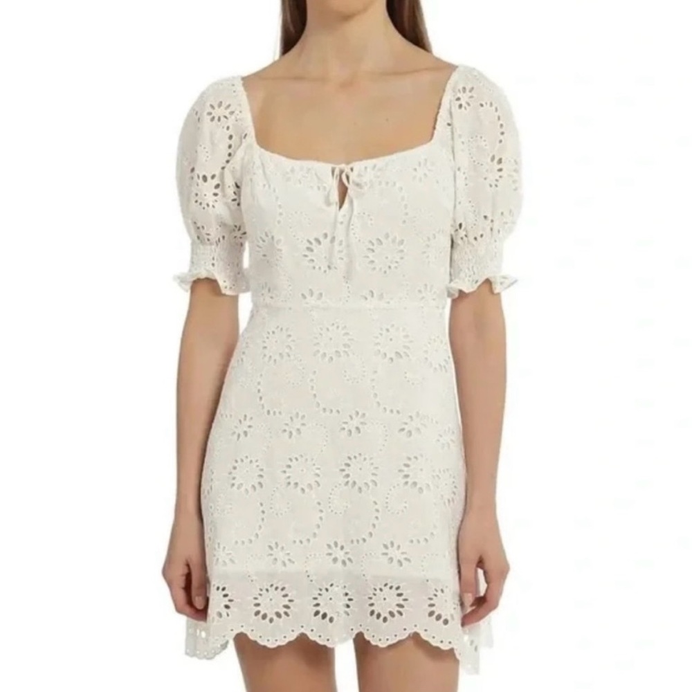 7 For All Mankind White Eyelet Mini Dress